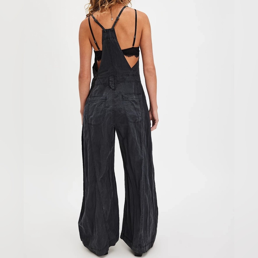 Free People Washed Black Wide-Leg Jumpsuit - Picture 3 of 9